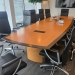 14' Maple w/ Grey Trim Boat Shaped Boardroom Table w/ Power